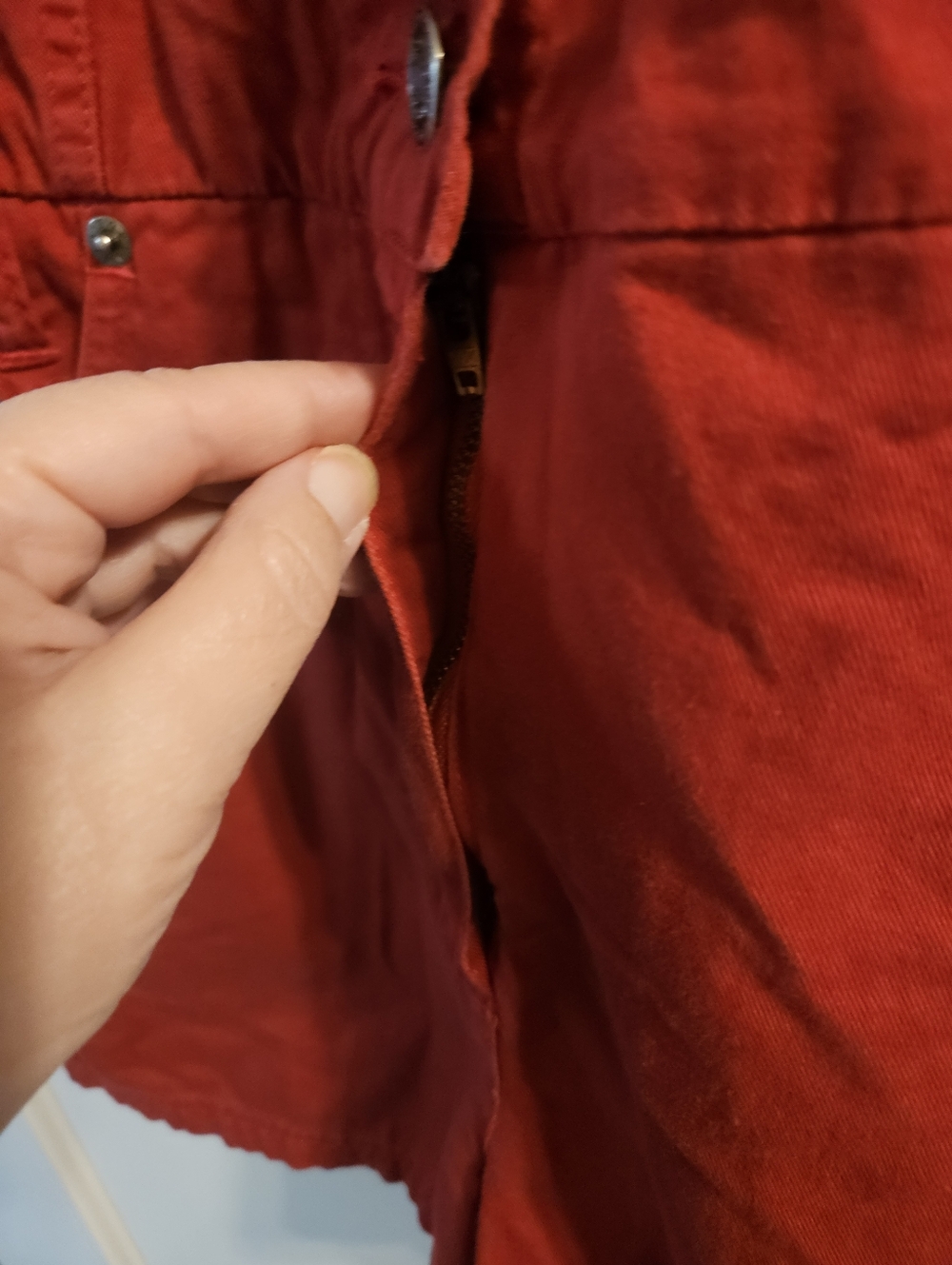 Red Denim Romper Shorts - Natural Choice Sostanza Workwear Style Size Small - Picture 4 of 6